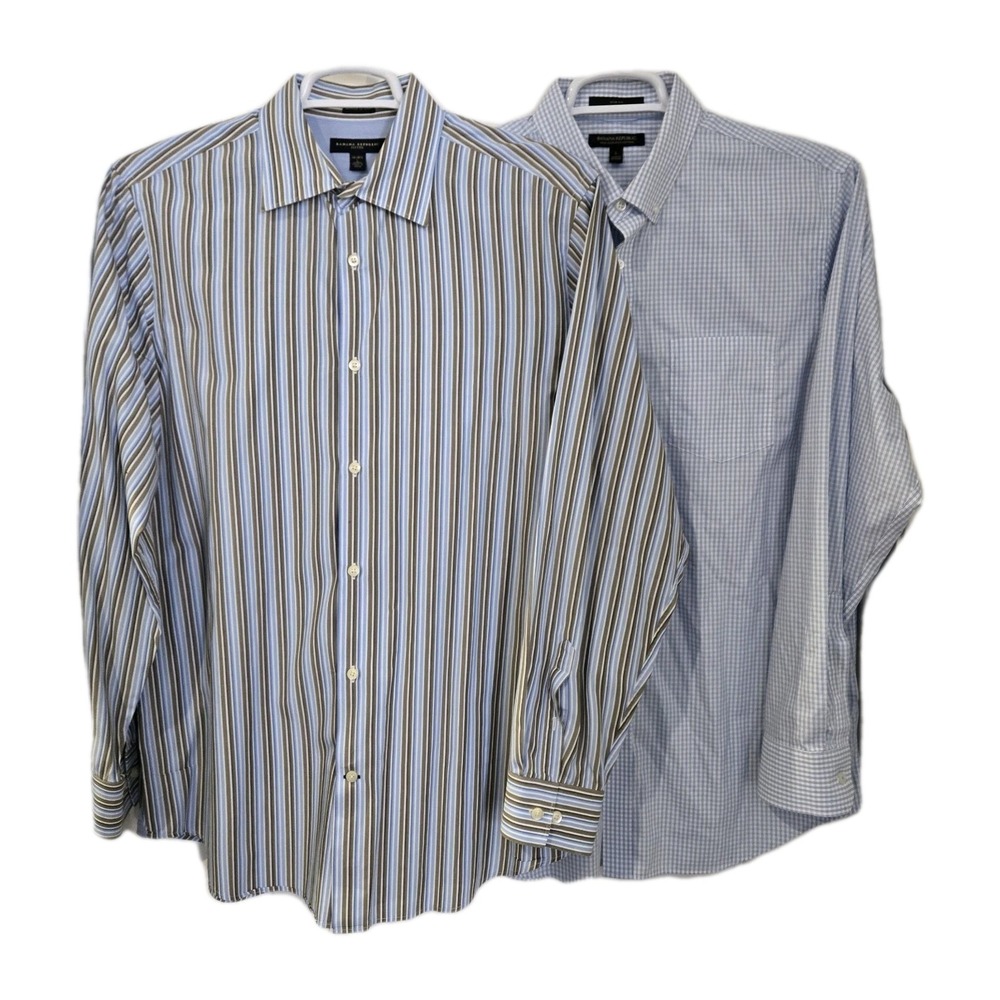 Banana Republic Lot Of 2 Long Sleeve Button Up Shirt Sz Large  Fitted/slim Fit
